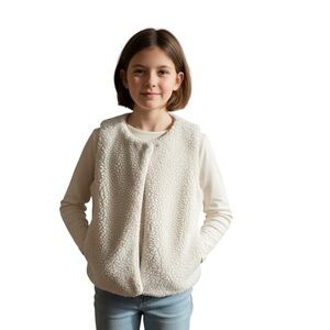 Zara Cream Sherpa vest with snap buttons